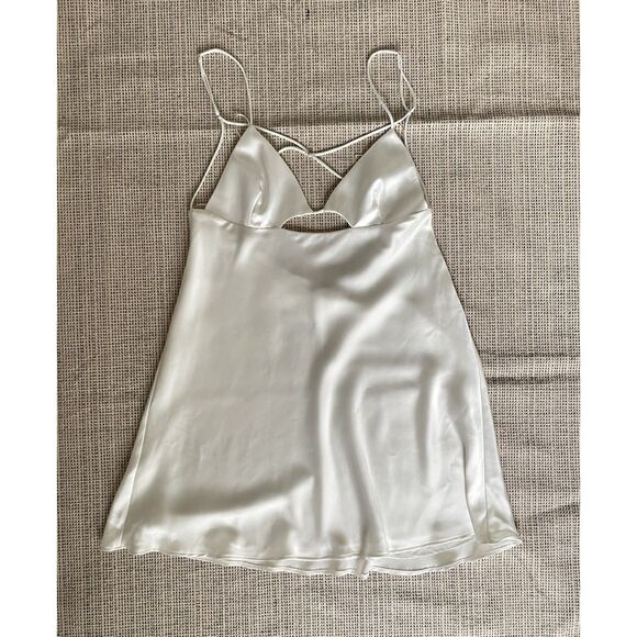 Zara White Satin Cut-Out Mini Dress Blogger Favorite Backless Strappy Slip XXL - Picture 7 of 11